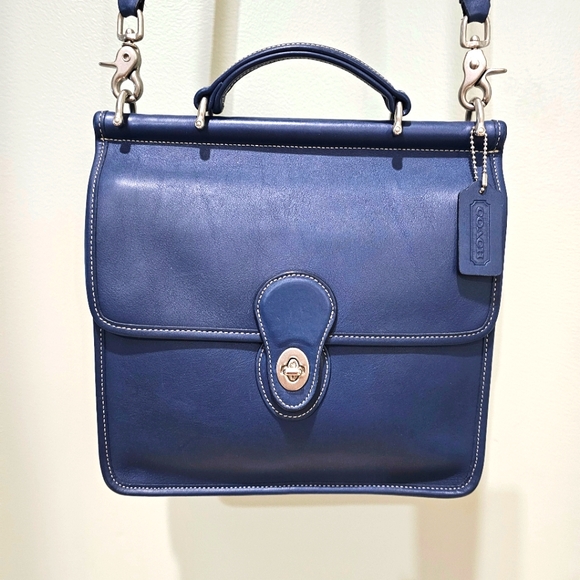 Vintage Coach Willis Top Handle Shoulder Bag ( Royal / Cobalt Blue) # 9927 - Picture 2 of 14